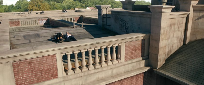 Peter and MJ laying on the roof of Midtown High.