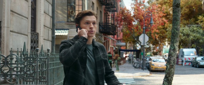 Peter on the phone in front of the Sanctum Sanctorum.