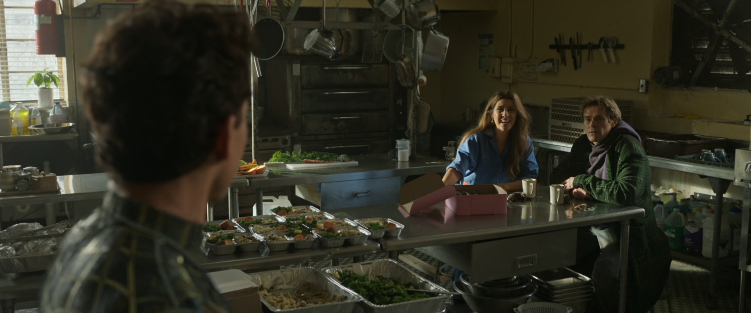 Aunt May and Norman Osborn inside the FEAST shelter kitchen.