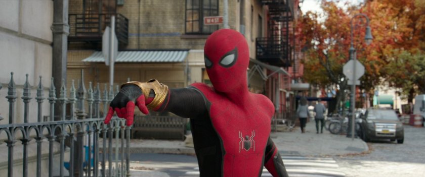 Spider-Man standing in front of the Sanctum Sanctorum.