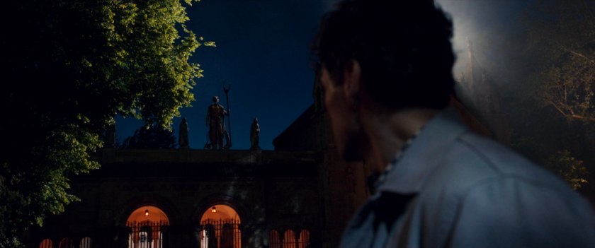Steven in the courtyard of a London church.