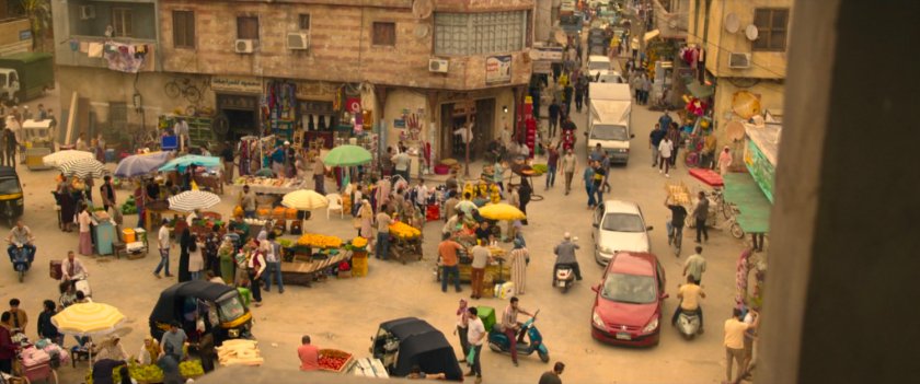 High angle view of Cairo marketplace.