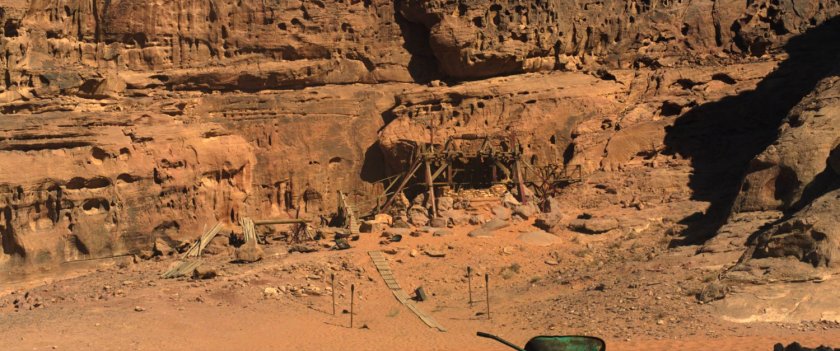 View of archaeological dig in Egyptian desert.