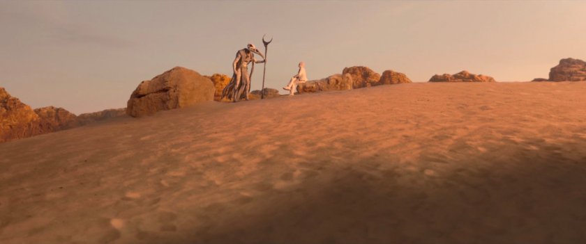 Khonshu and Mr Knight in the Egyptian desert.