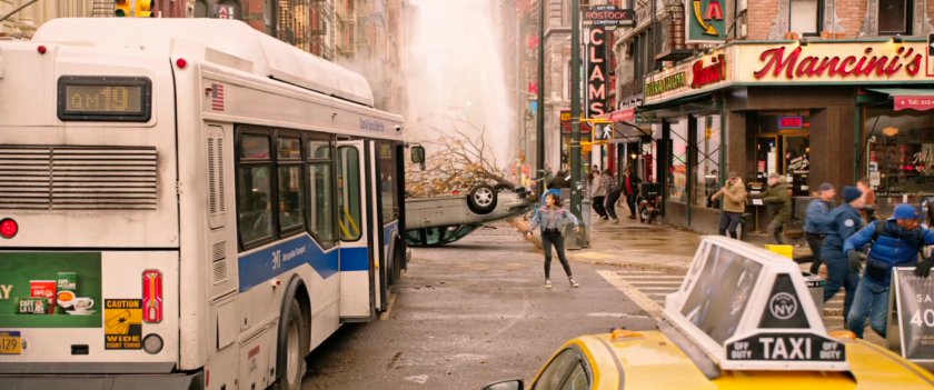 America Chavez in intersection in New York street.