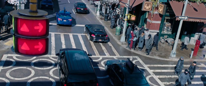 America and Dr Strange on alternate New York street corner.