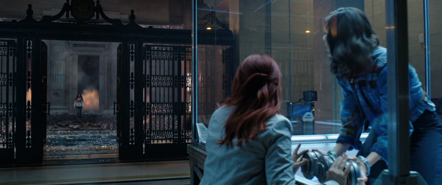 Christine Palmer and America Chavez inside Illuminati Headquarters.