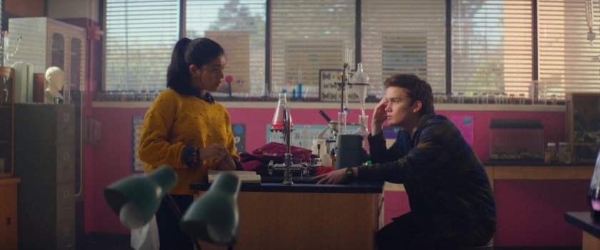 Kamala and Bruno in science lab of Coles Academic High School.