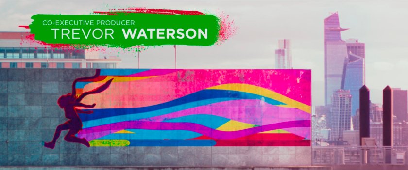 Ms Marvel end credit screen: Wall with NYC in background (Text: Co-Executive Producer Trevor Waterson)