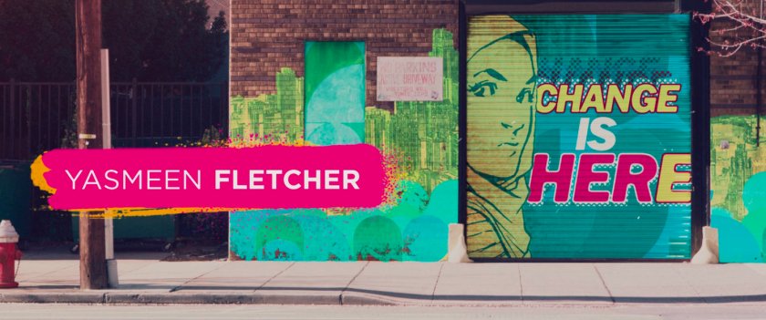 Ms Marvel end credit screen: Sidewalk (Text: Yasmeen Fletcher)