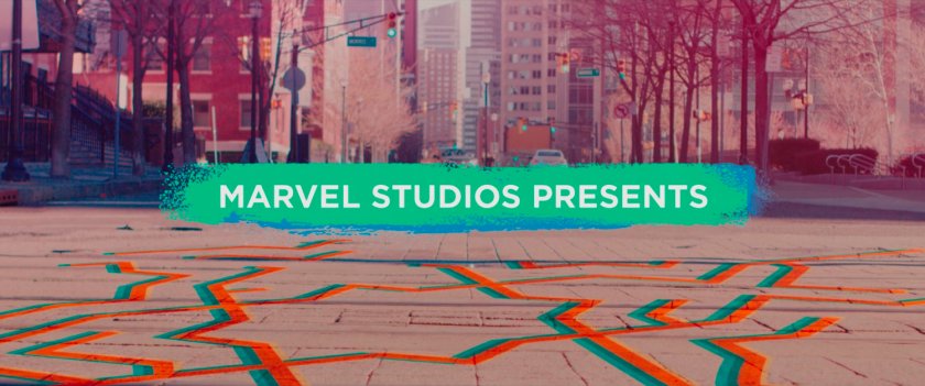 Ms Marvel end credit screen: Morris Street Intersection (Text: Marvel Studios Presents)