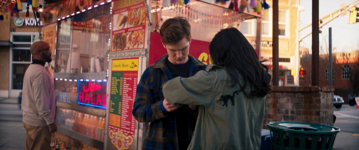 Bruno and Kamala in front of Halal cart.