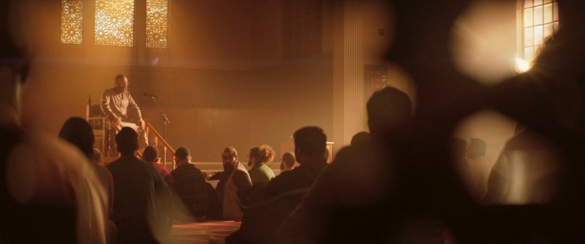 Worshippers praying inside Jersey City mosque.