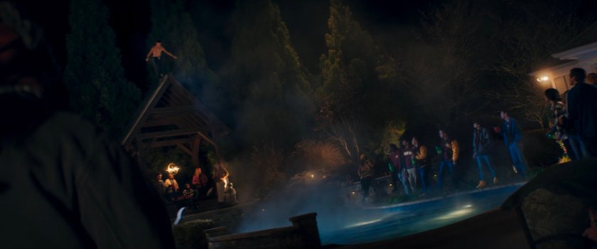 Students having party at Zoe's house.