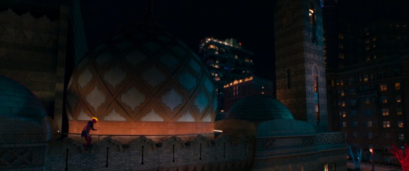 Kamala walking on roof of Jersey City mosque.