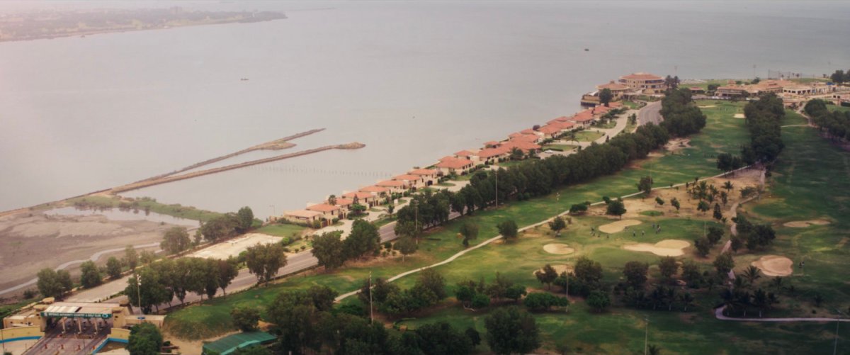 Aerial view of a boat club in Karachi.