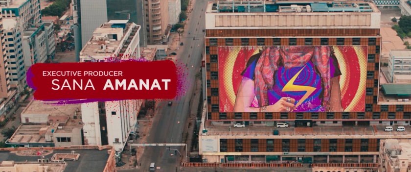 Ms Marvel end credit screen: Aerial of Karachi (Text: Executive Producer Sana Amanat)