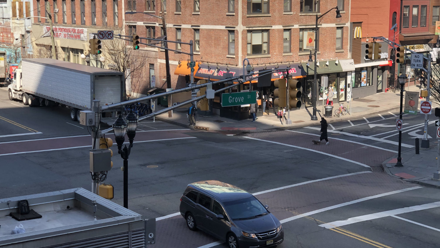 Behind-the scenes from the parking garage at Grove St. and Wayne St. overlooking intersection, courtesy Perception.