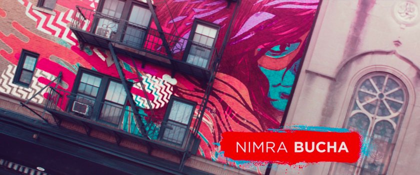 Ms Marvel end credit screen: Apartment and Mosque (Text: Nimra Bucha)