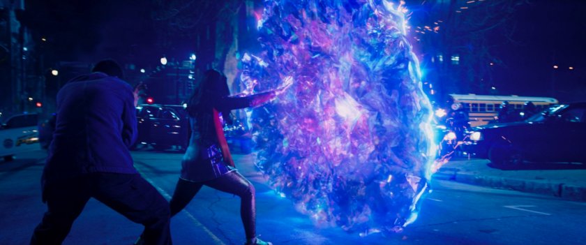 Kamala creates hard light shield in front of Coles Academic High School.