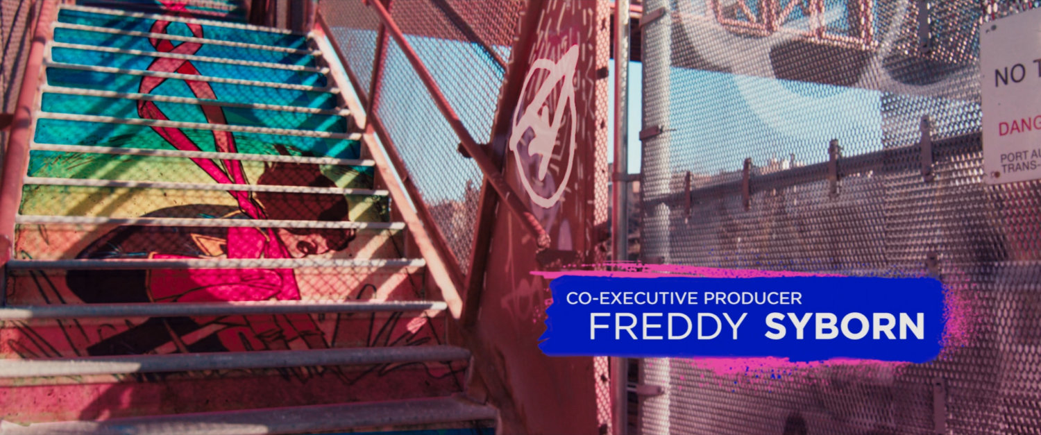 Ms Marvel end credit screen: Overpass and Stairs (Text: Co-Executive Producer Freddy Syborn)