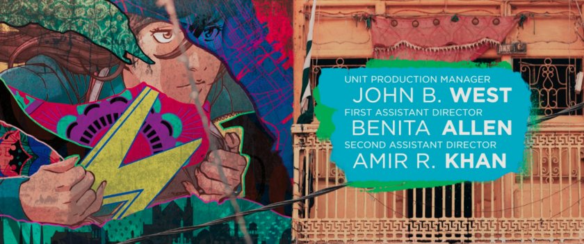 Ms Marvel end credit screen: Balcony (Text: Unit Production Manager John B West / First Assistant Director Benita Allen / Second Assistant Director Amir R Khan)