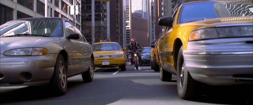 Peter Parker on busy New York street.