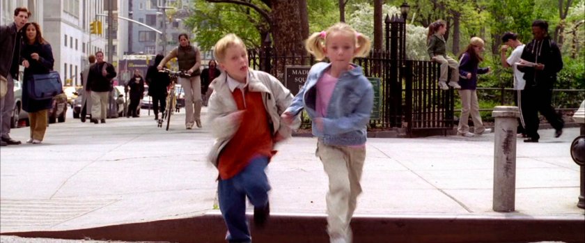 Two children run into street.