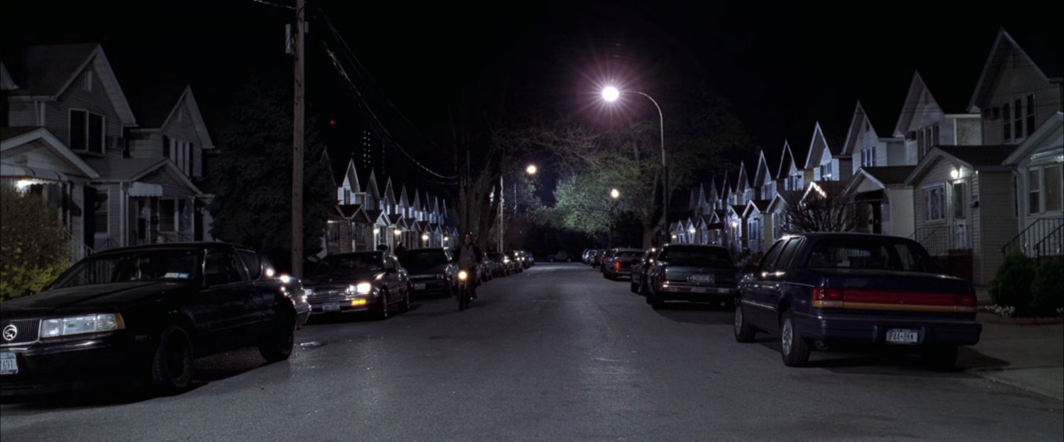 Street outside Parker residence at night.