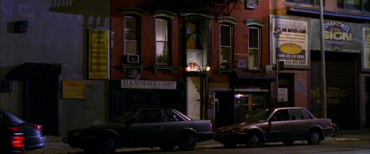 Exterior Peter Parker's apartment at night.