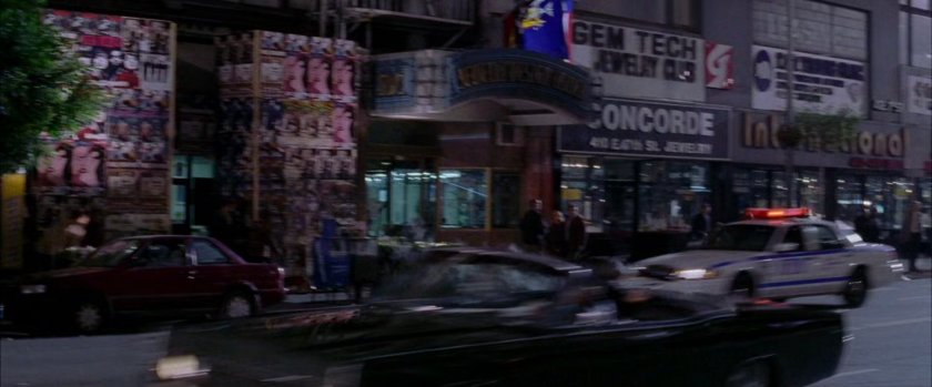 NYPD police car chases robbers.