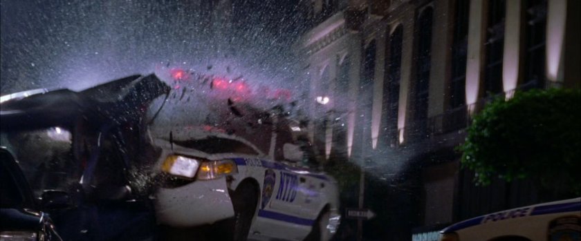 NYPD police car accident during chase.