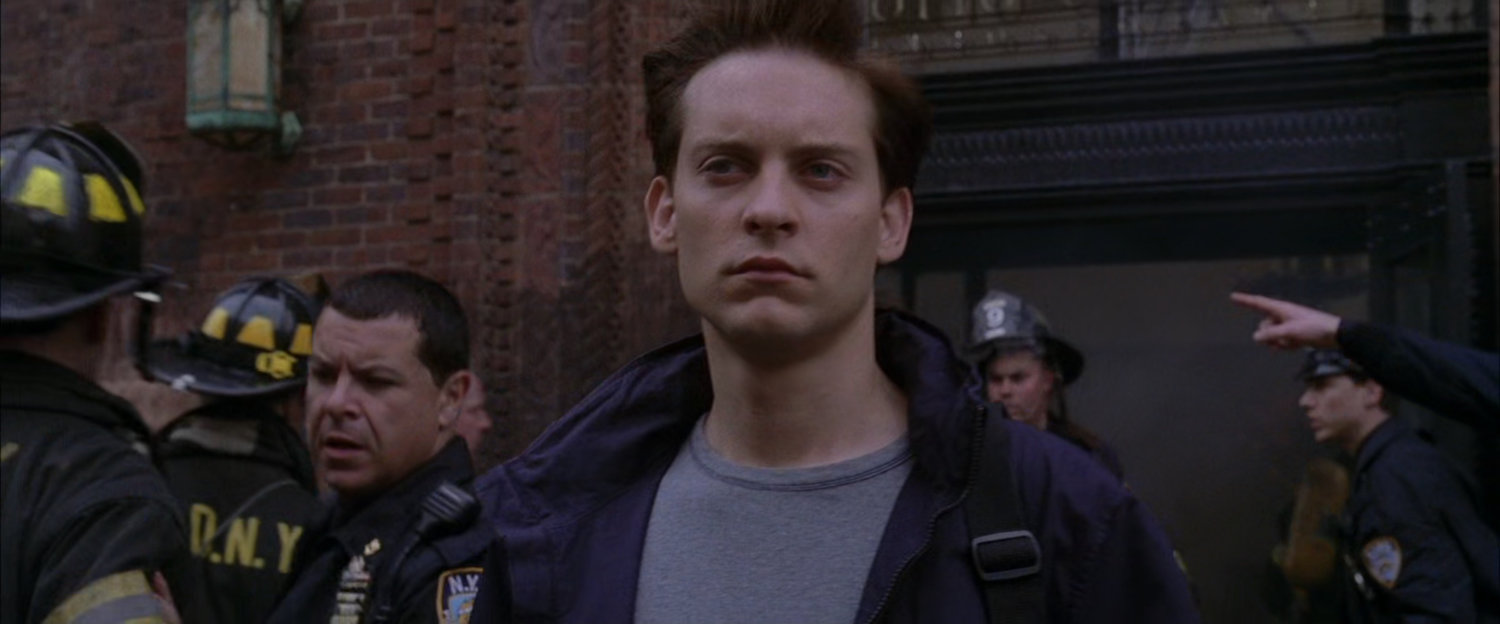Peter Parker outside Otto Octavius labs.