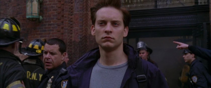 Peter Parker outside Otto Octavius labs.