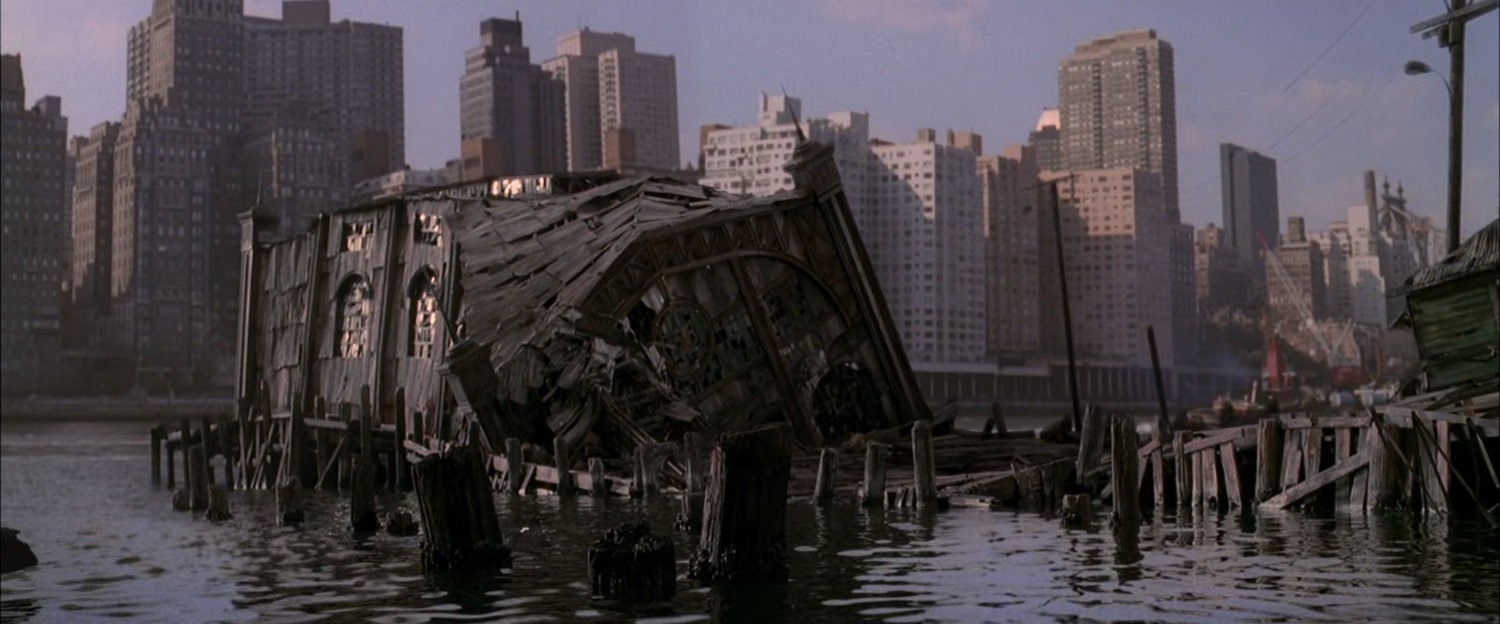 Exterior of abandoned New York pier.