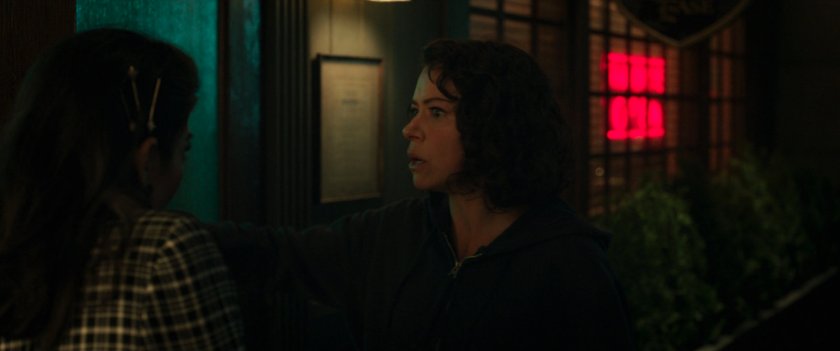 Jen Walters talks to Nikki Ramos outside the Legal Ease Bar & Grill.