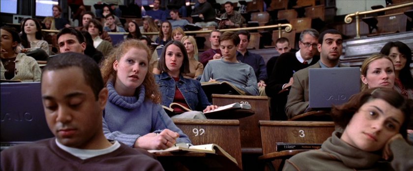 Students in college classroom.