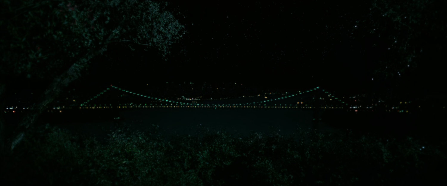 New York bridge at night.