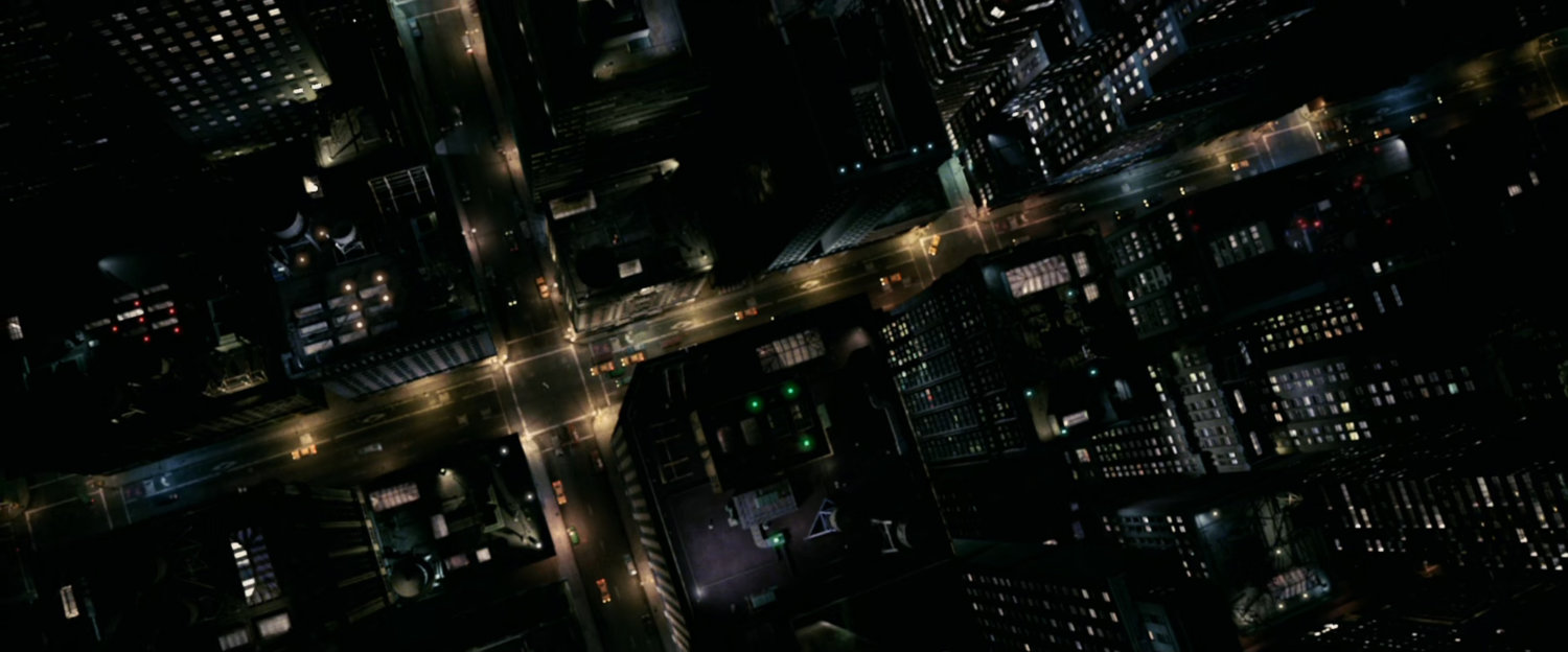 Aerial view of street and intersection in New York.