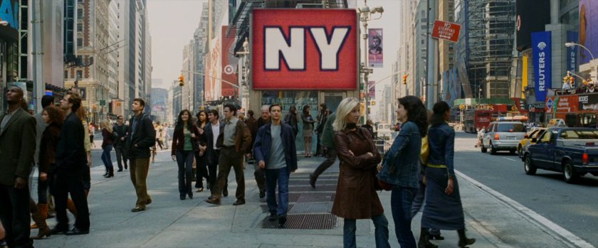 Peter Parker in Times Square.