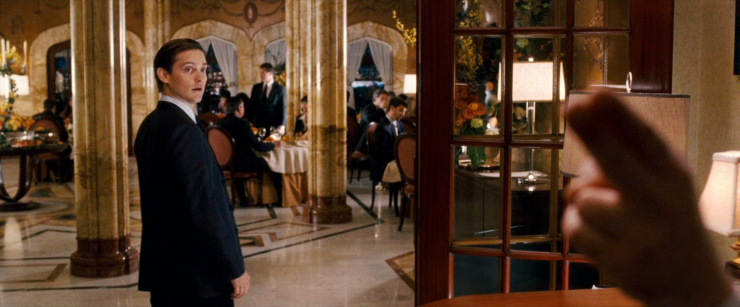 Peter Parker inside Restaurant Constellation.