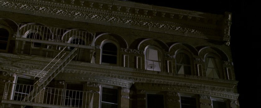 Exterior of Mary Jane's apartment building.