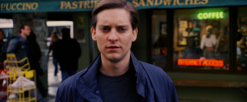 Peter Parker outside d'Esposito Coffee.