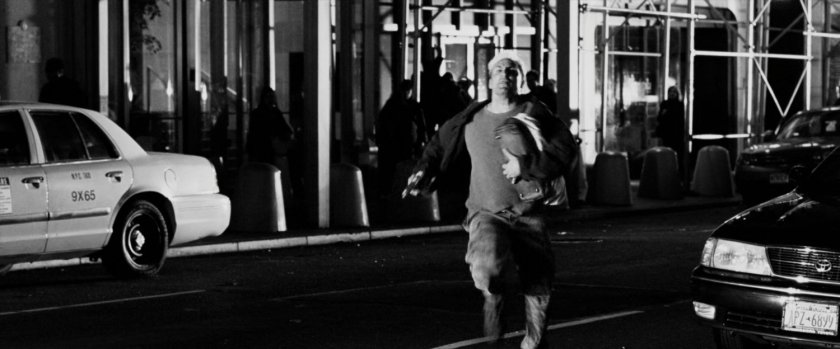 Man running across street.