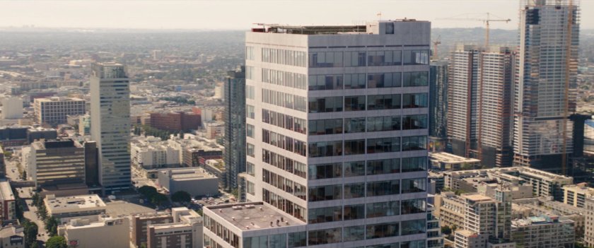 Aerial footage of the Goodman, Lieber, Kurtzberg & Holliway law office building in Los Angeles.