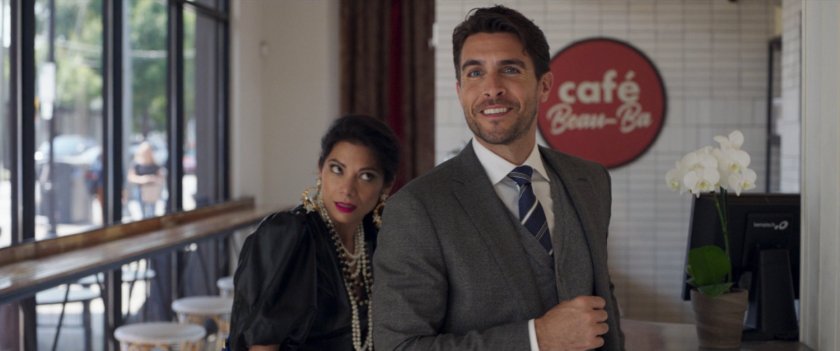 Nikki and Pug inside Café Beau-Ba.