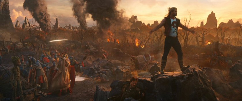 Thor stands arms akimbo on top of a rock on the planet Indigarr.