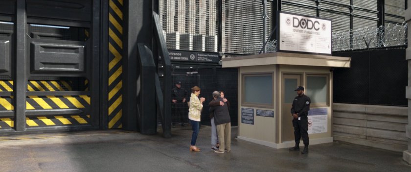 Jen Walters exits DODC Supermax Prison and hugs her parents.