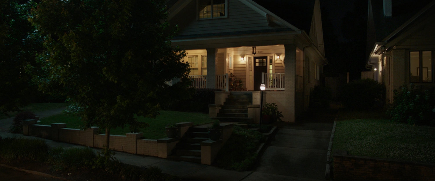 Morris Walters house at night.