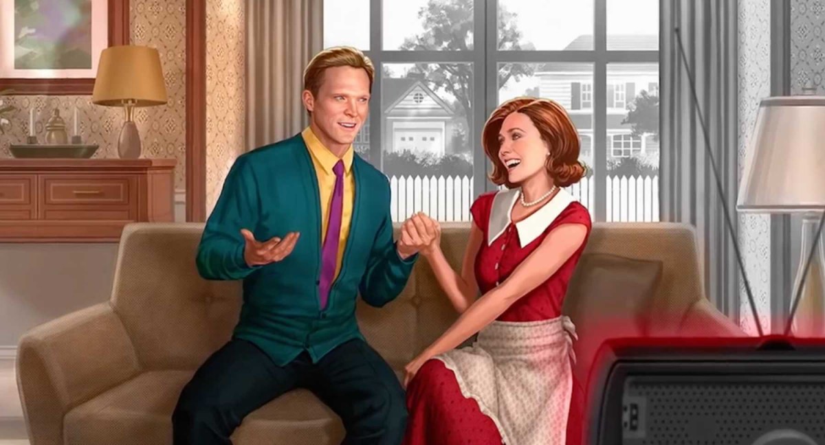 The Vision and Wanda Maximoff in the guise of a 1950s couple.